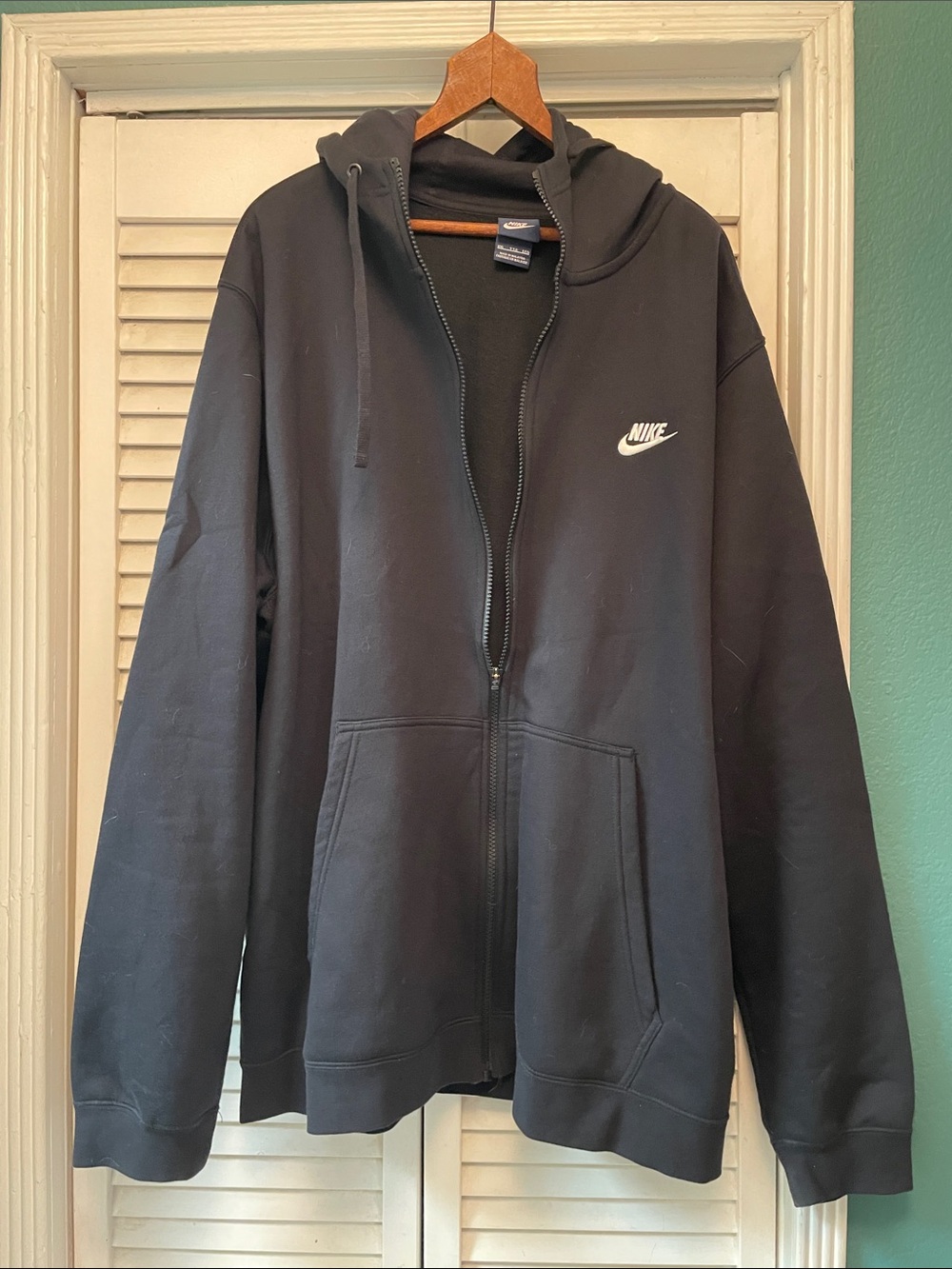 Nike Black Full-Zip Hooded Jacket with White Swoosh